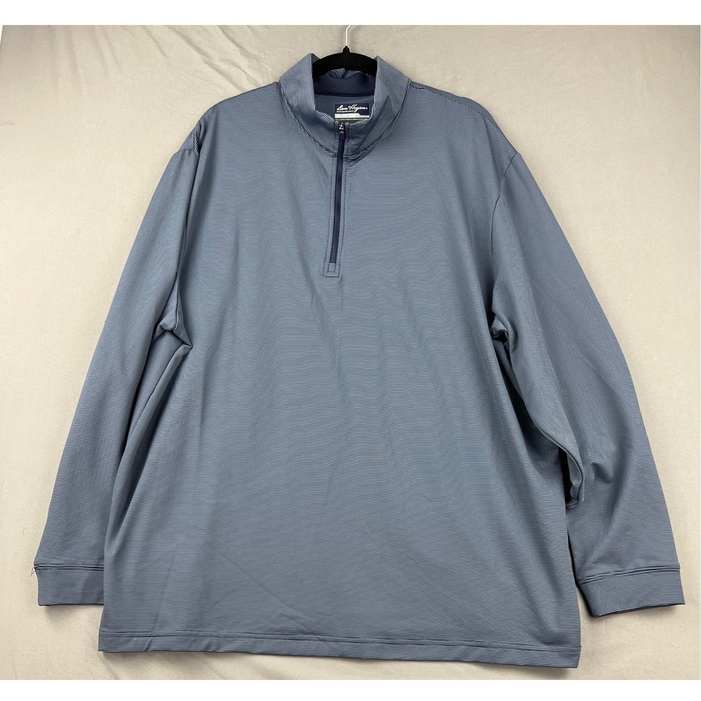 Ben Hogan Performance Pullover Mens 2XL Blue Striped Good 1/4 Zip Golf Shirt